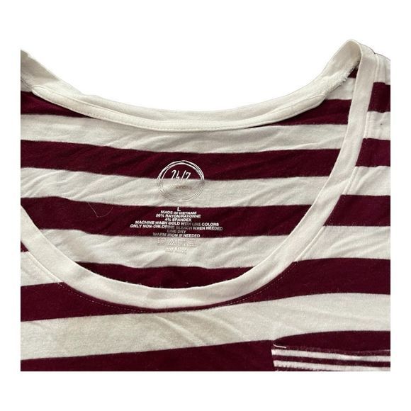 Maurices burgundy and white striped‎ short sleeve tee Size Large - Picture 4 of 5